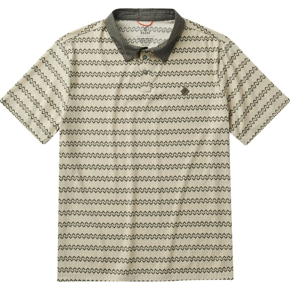 NWT Roark Beige and Dark Green Patterned Polo